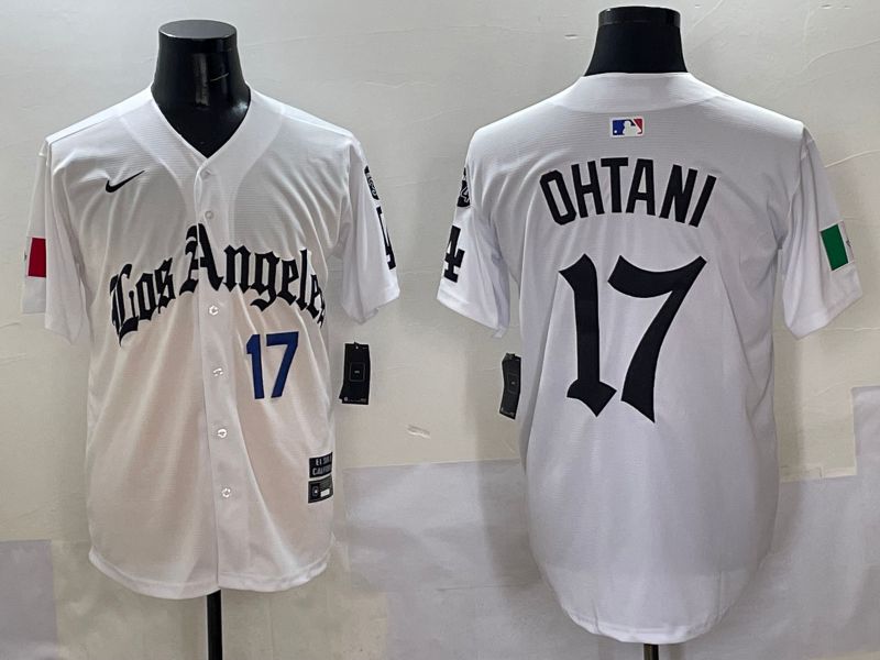 Men Los Angeles Dodgers #17 Ohtani White Five generations Joint Name 2025 Nike MLB Jersey style 3